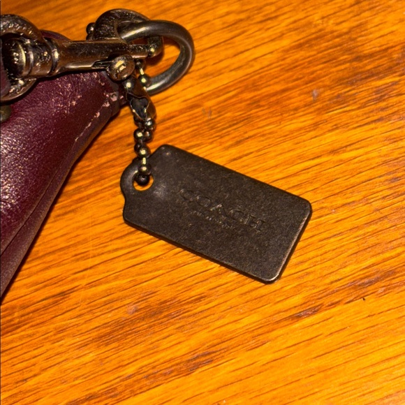 Coach Burgundy Leather Studded Heart Crossbody Bag & Wristlet - Picture 3 of 11